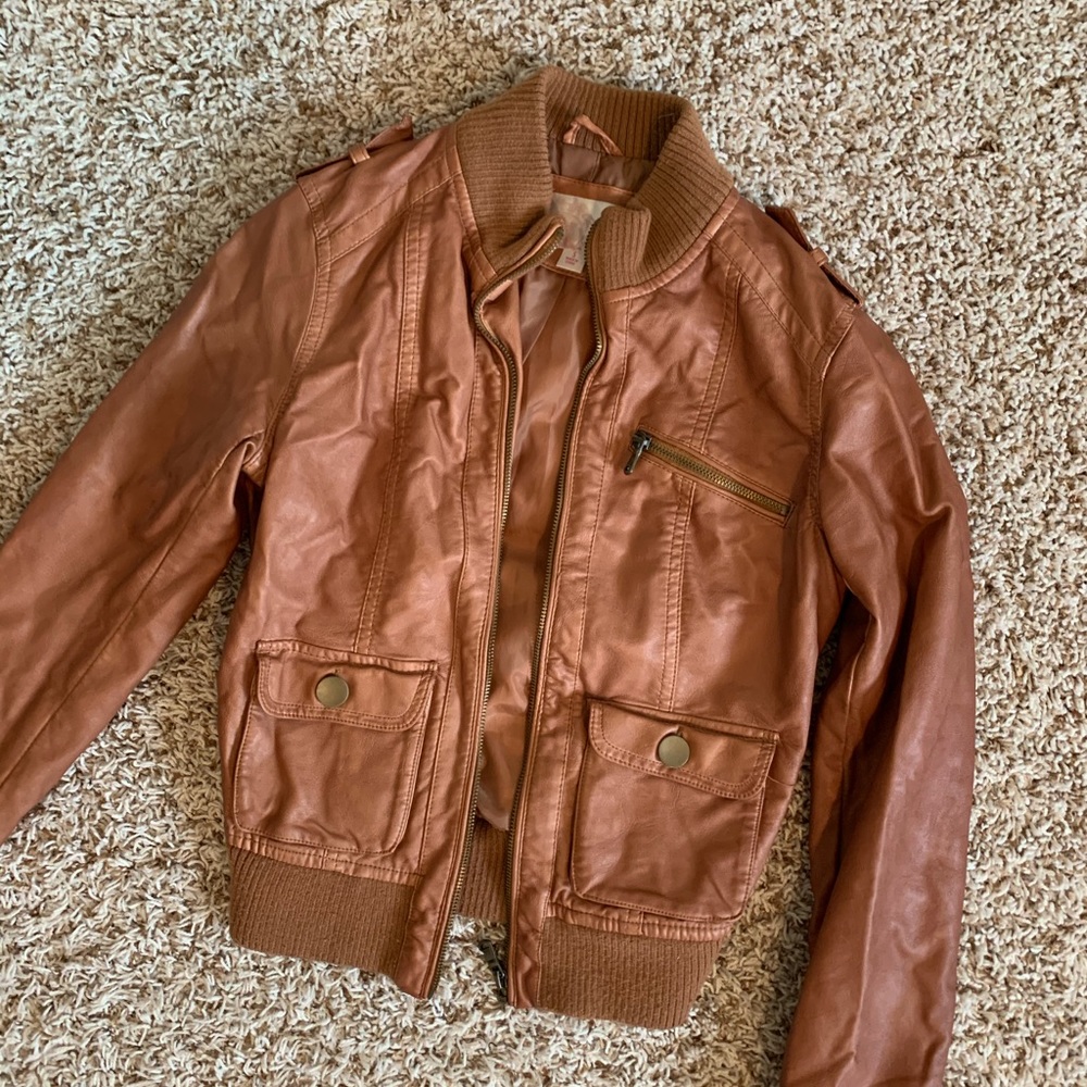 Brown faux leather jacket